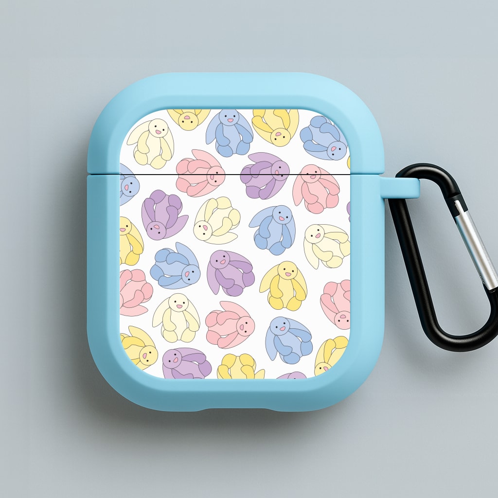 Pastel Bunnies Pattern Blue AirPods Case
