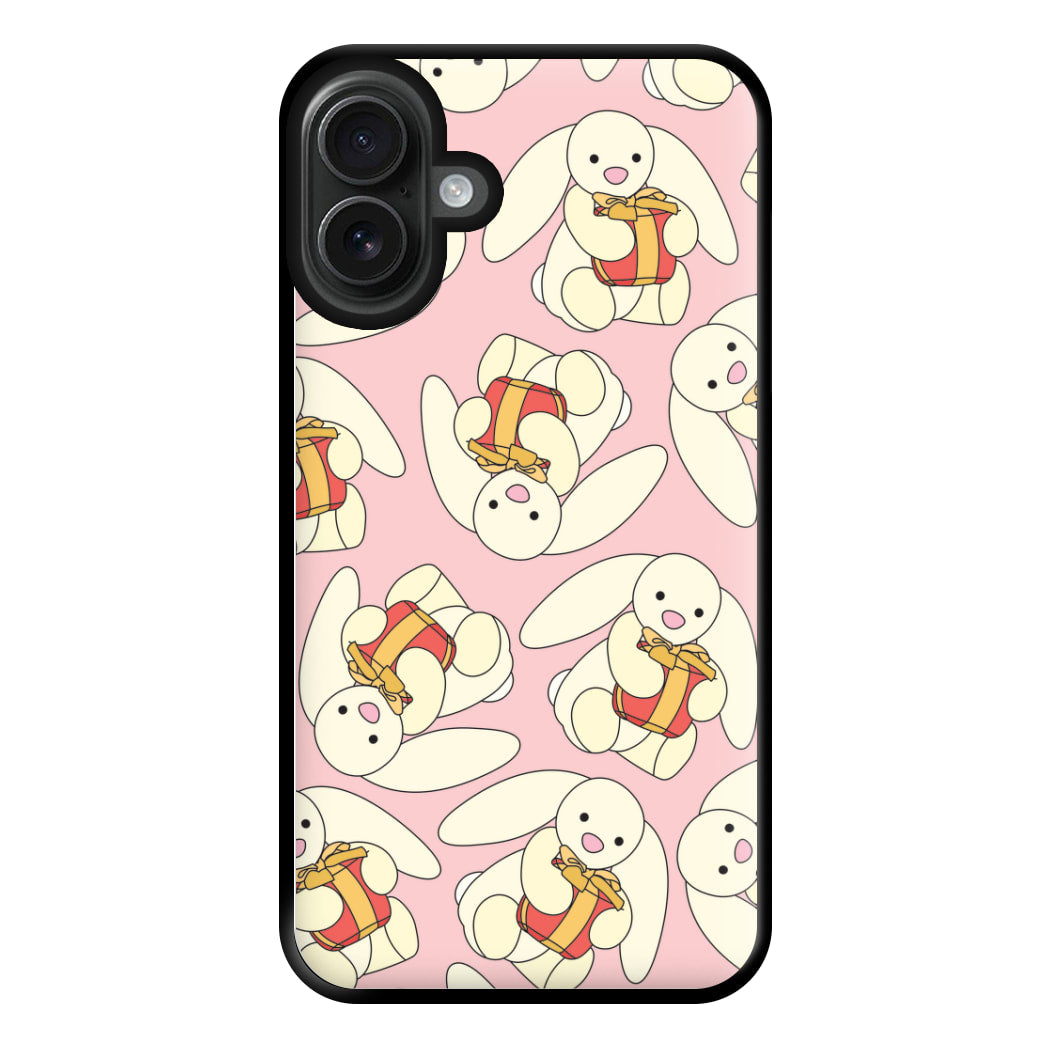 Bunny Present Pattern Phone Case for iPhone 16 Plus