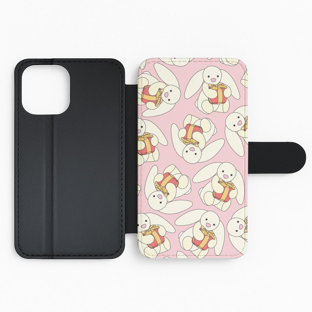 Bunny Present Pattern Flip Phone Case
