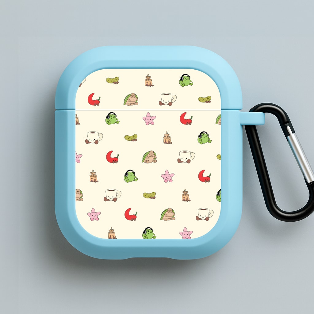 Plushies Pattern Blue AirPods Case