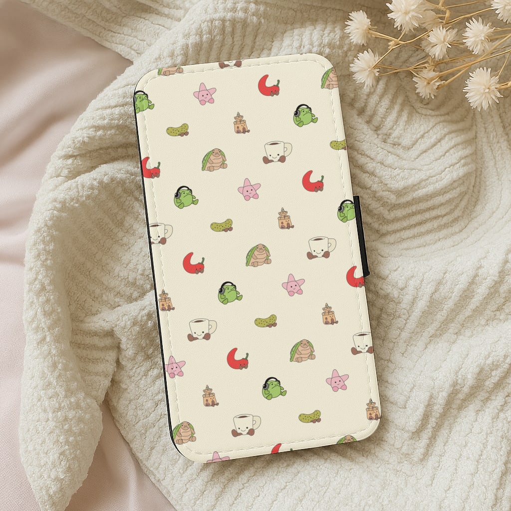 Plushies Pattern Wallet Phone Case