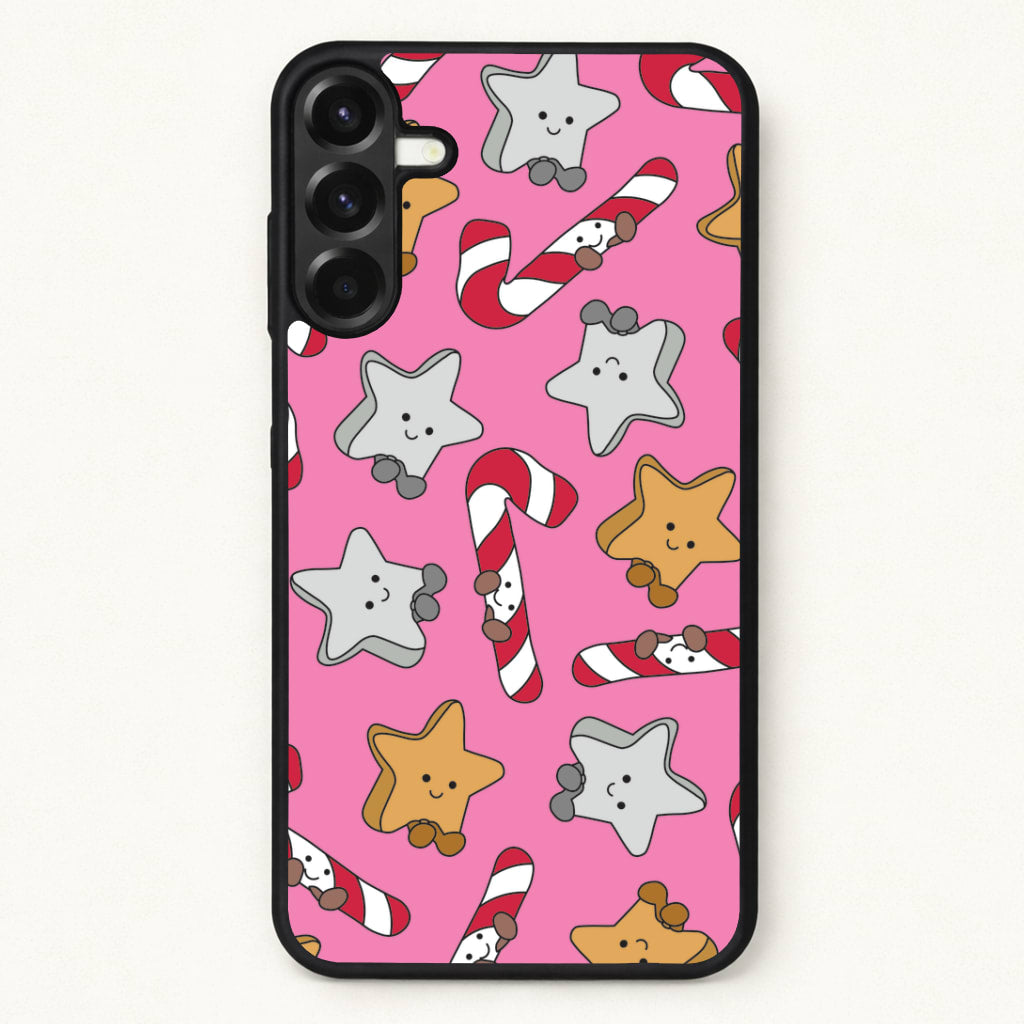 Pink Christmas Plushies Pattern Phone Case for Galaxy A57