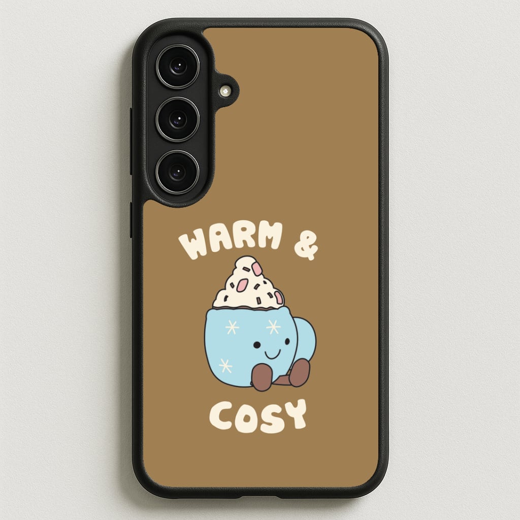 Hot Cocoa Plush Quote Phone Case for Galaxy S25FE