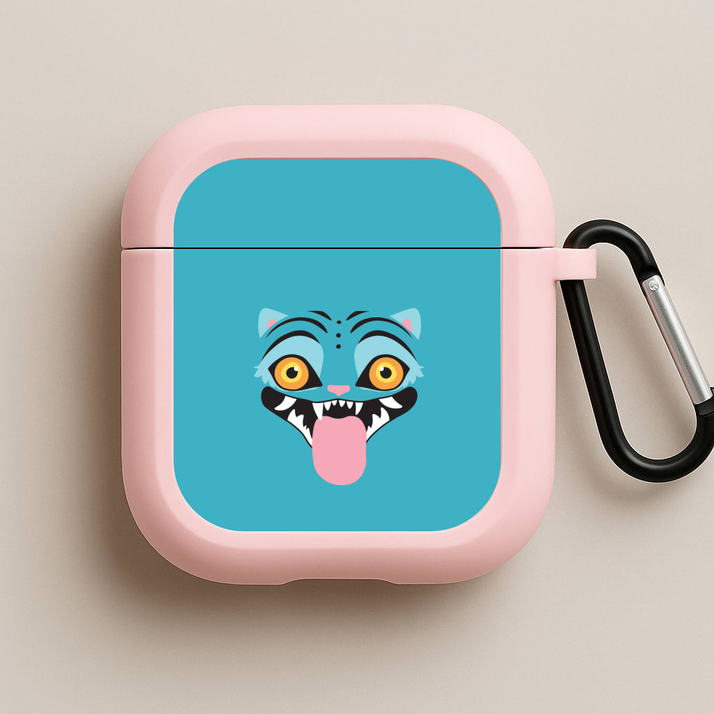 Demon Cat Face Pink AirPods Case