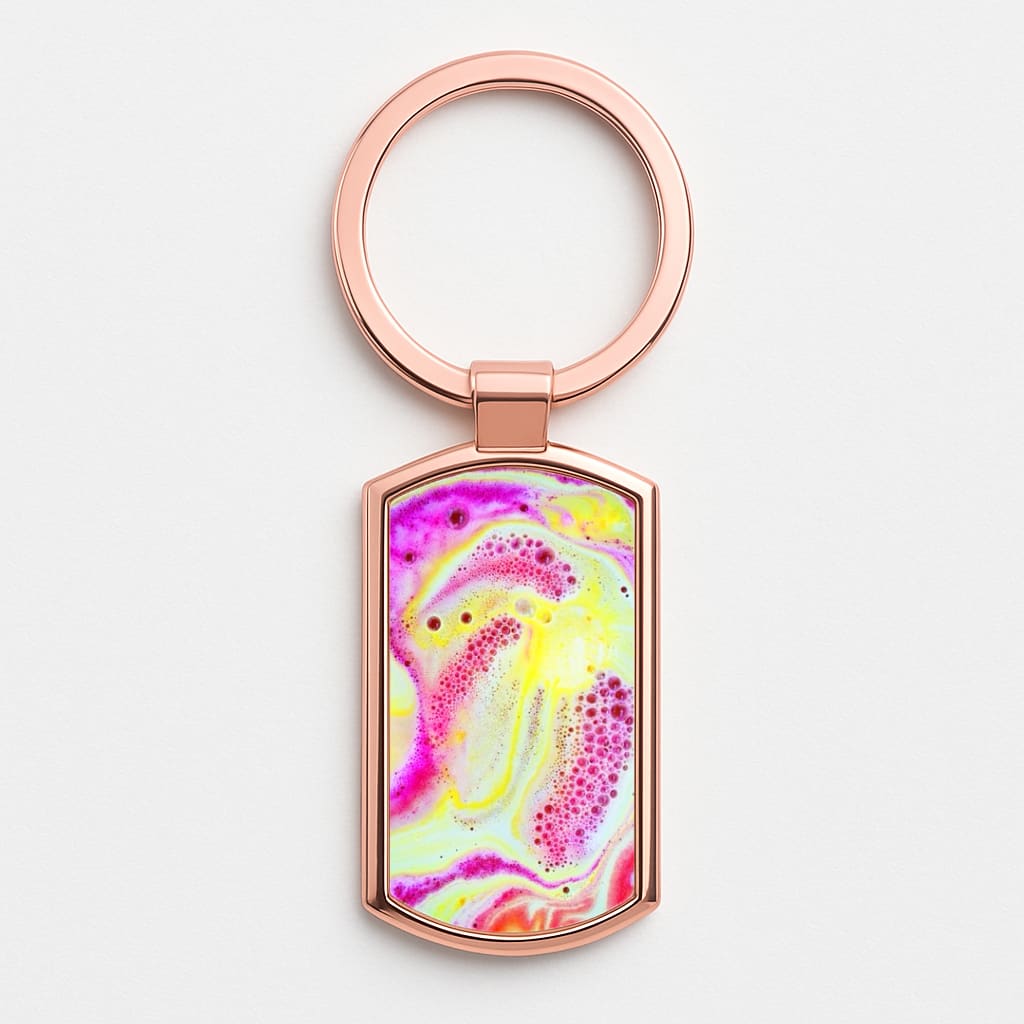 Super Colourful Bath Bomb Pattern Rose Gold Keyring