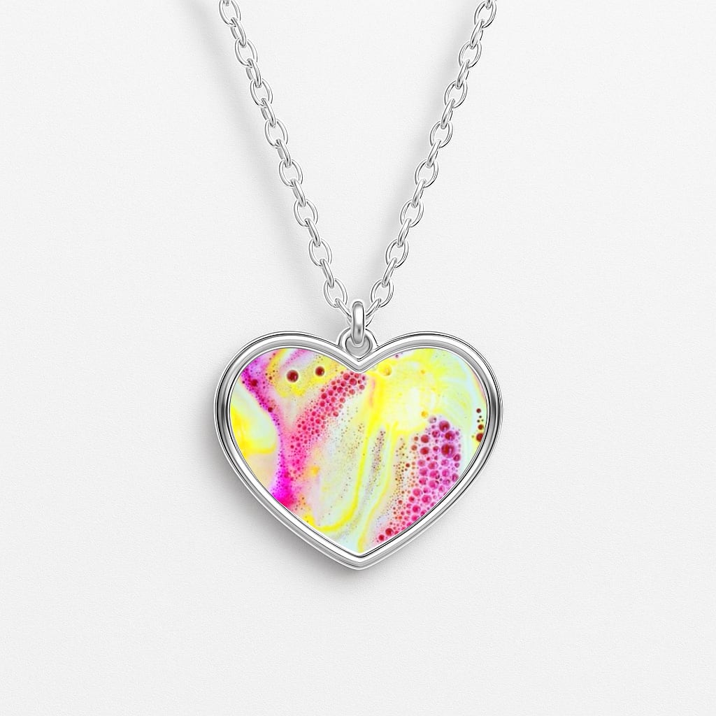 Super Colourful Bath Bomb Pattern Heart Necklace