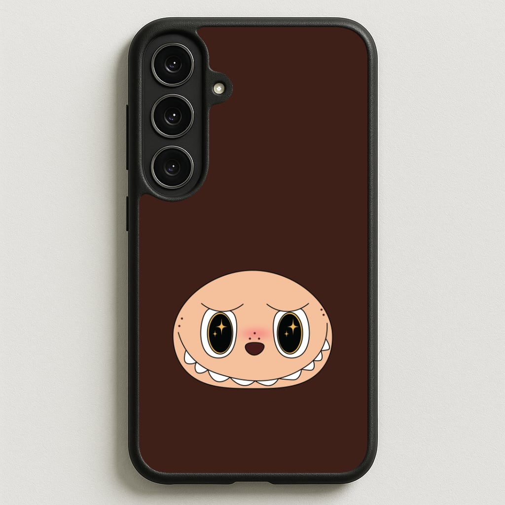 Cute Brown Monster Face Phone Case for Galaxy S25FE