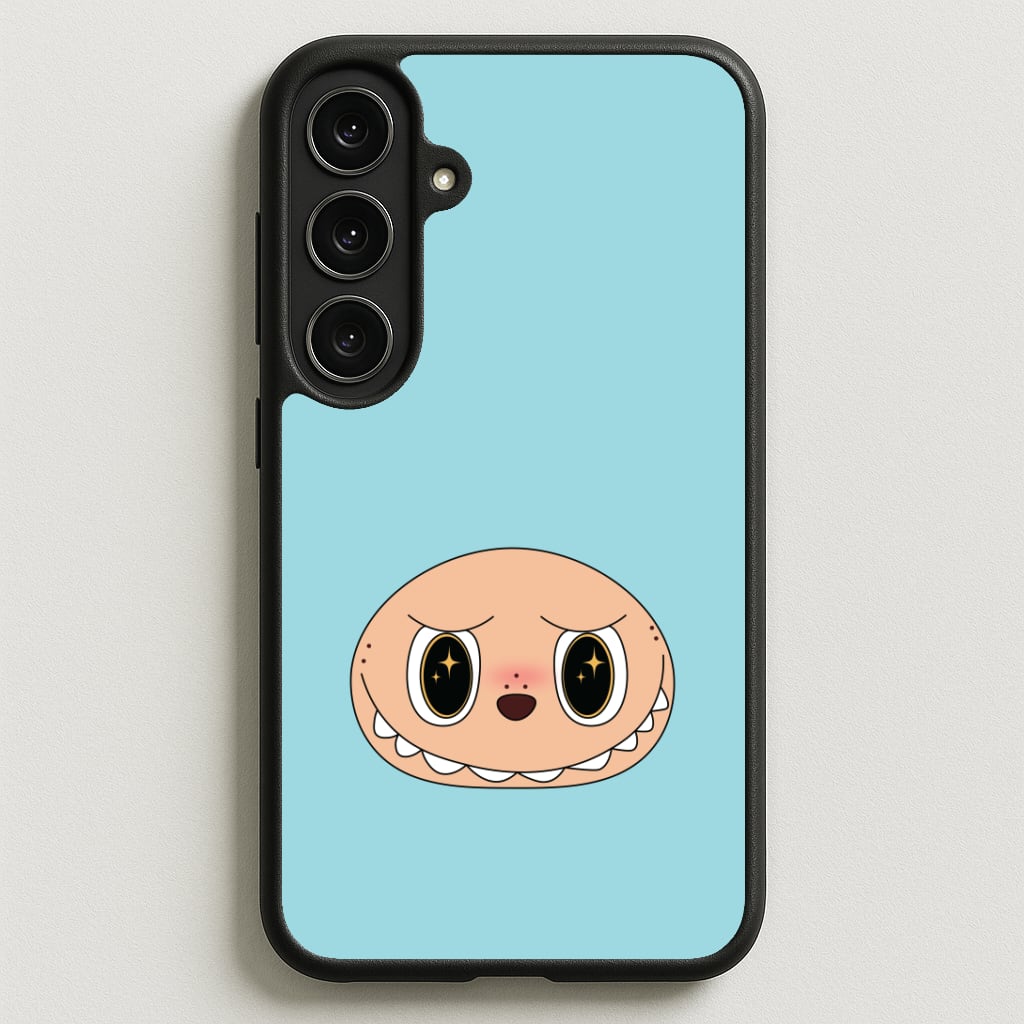Cute Blue Monster Face Phone Case for Galaxy S25FE