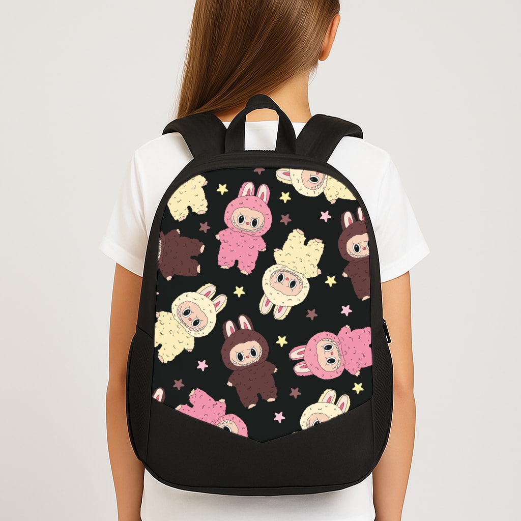 Cute Monsters And Stars Pattern Large School Bag