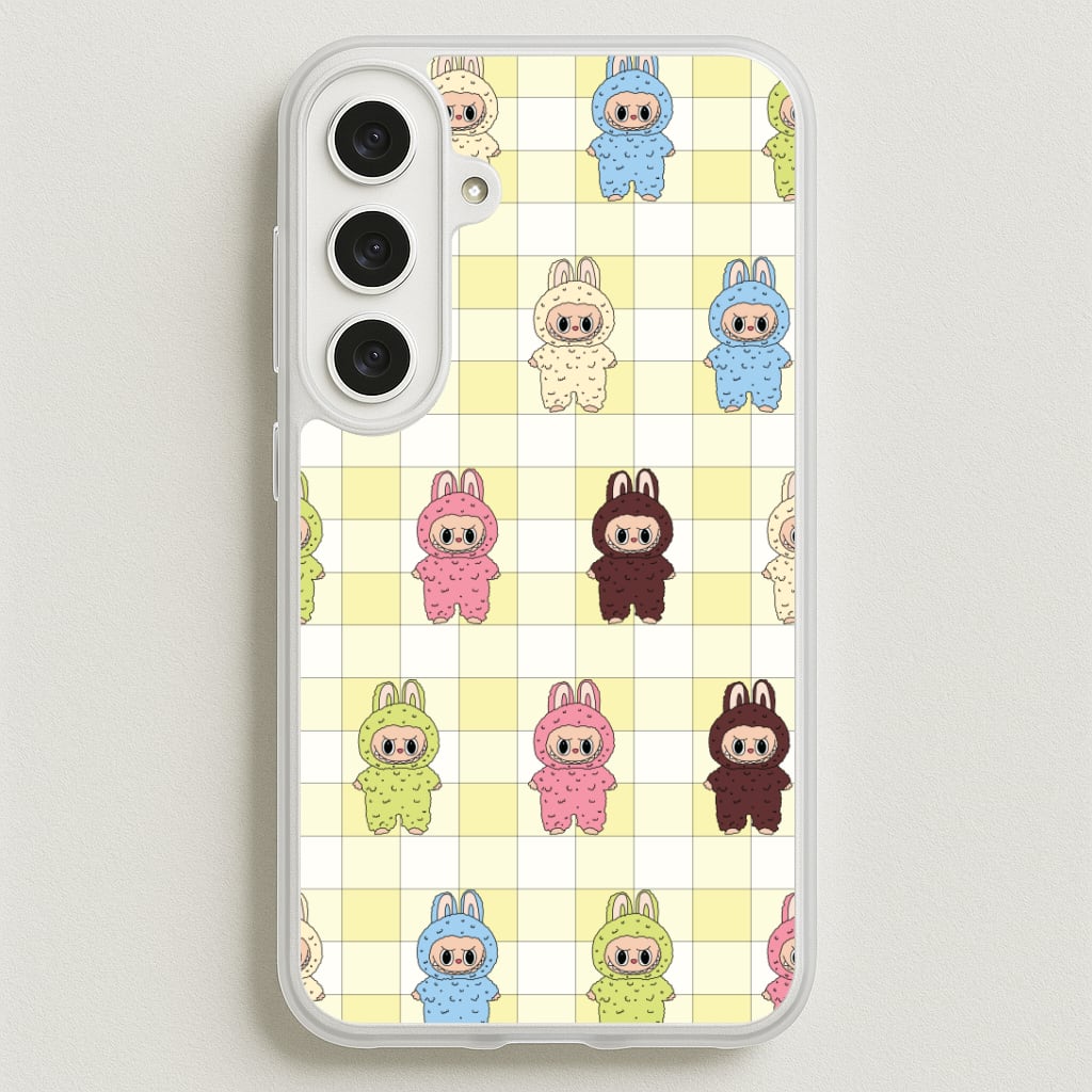 Cute Colourful Monsters Checkered Pattern Phone Case for Galaxy S25FE
