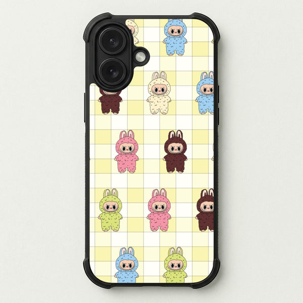 Cute Colourful Monsters Checkered Pattern Phone Case — Bumper case