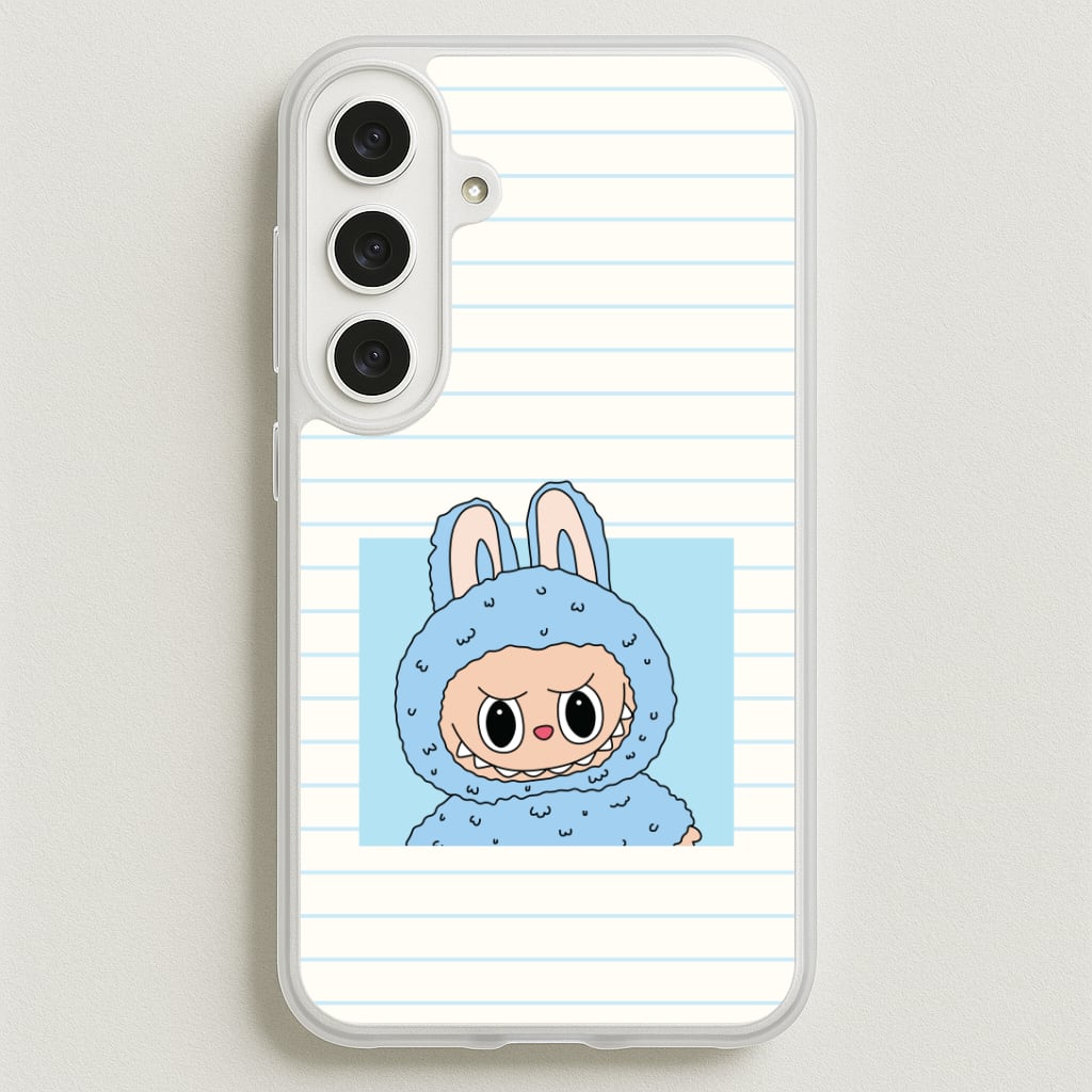 Cute Blue Notebook Monster Phone Case for Galaxy S25FE