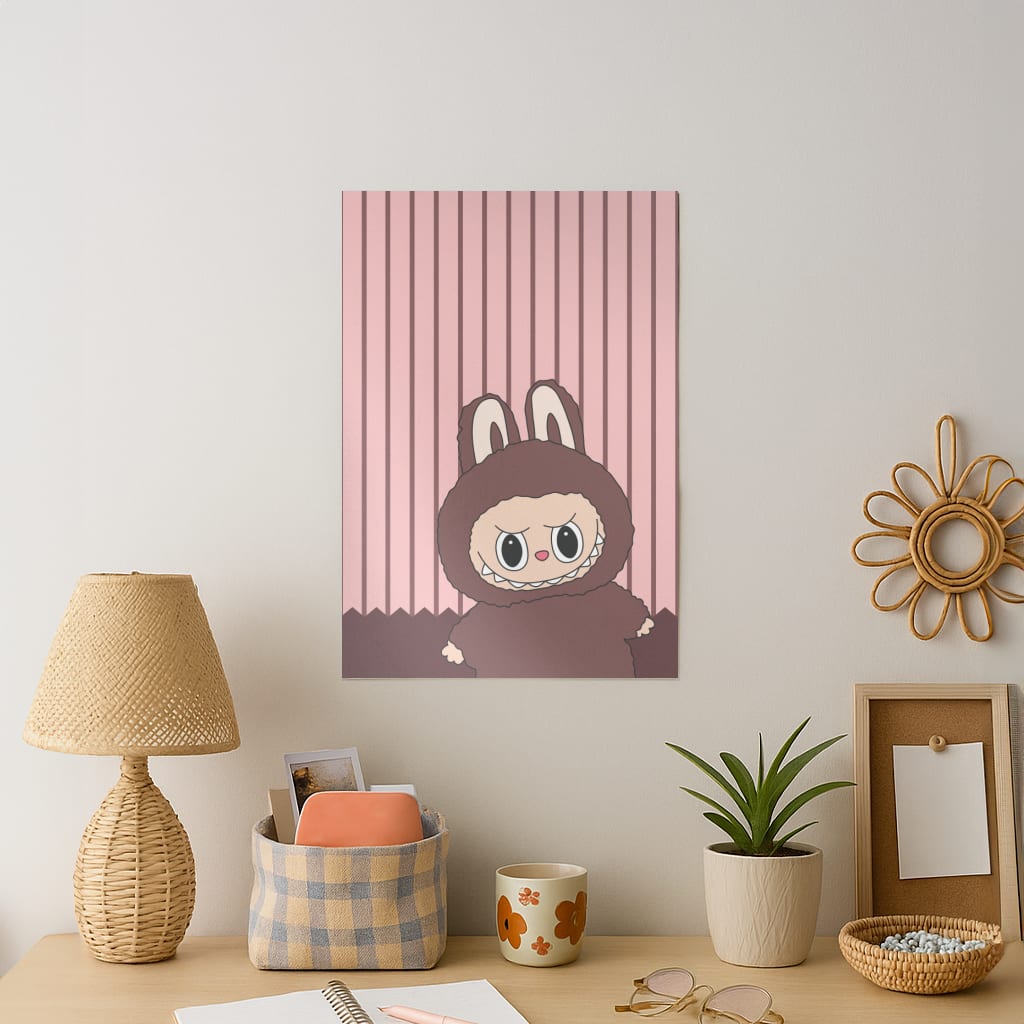 Stripey Cute Brown Monster Art Print