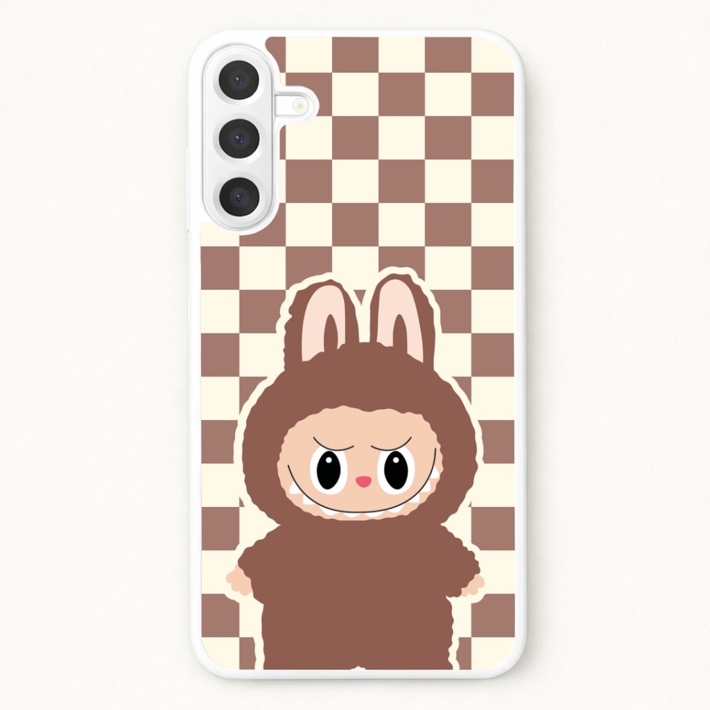 Checkered Cute Brown Monster Phone Case for Galaxy A57