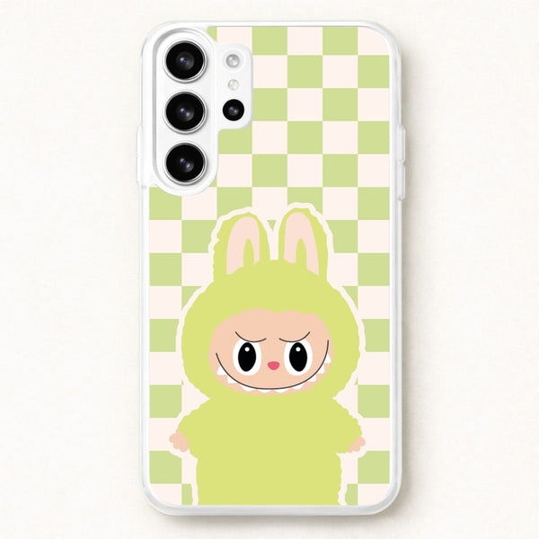 Checkered Cute Green Monster Phone Case for Galaxy S26 Ultra