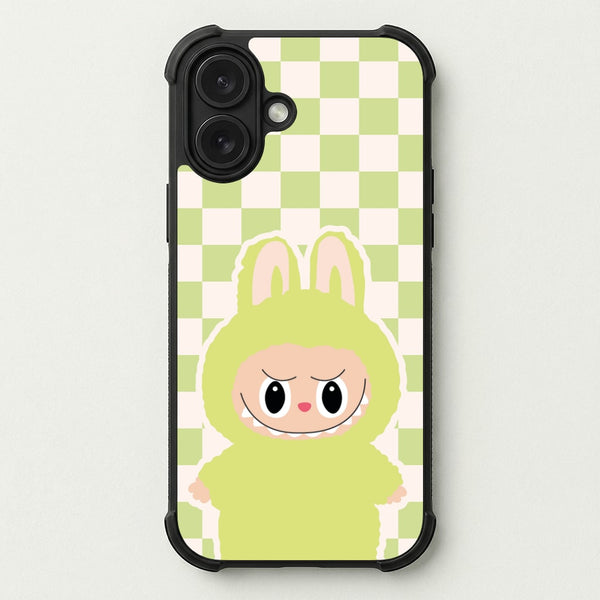 Checkered Cute Green Monster Phone Case — Bumper case