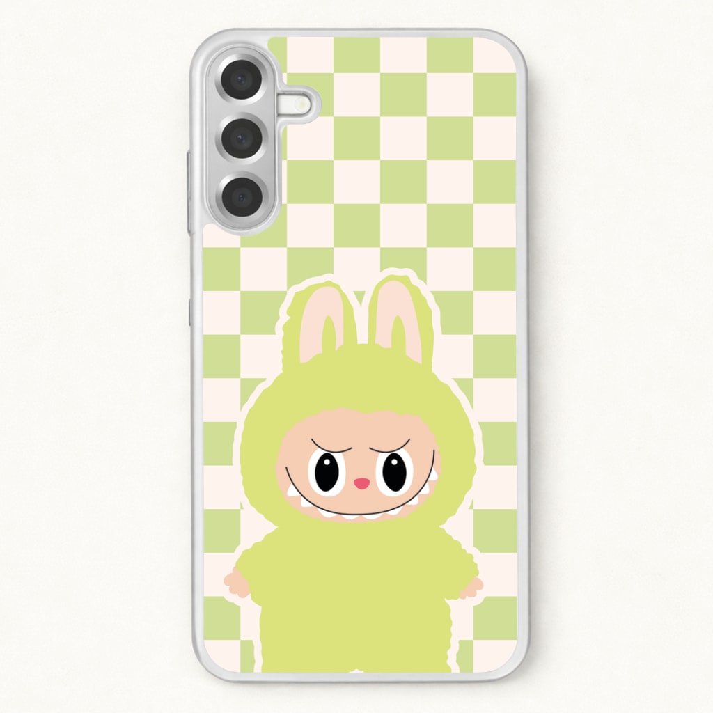 Checkered Cute Green Monster Phone Case for Galaxy A57
