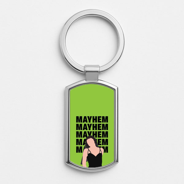 Neon Green Mayhem Silver Keyring