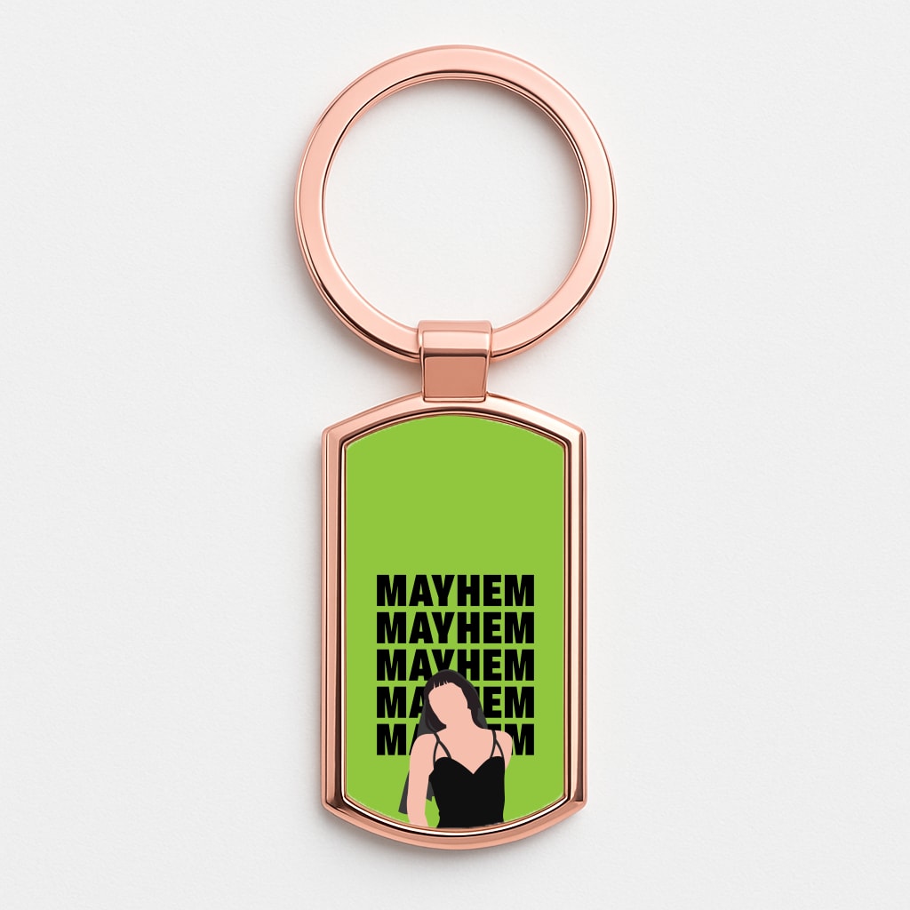 Neon Green Mayhem Rose Gold Keyring