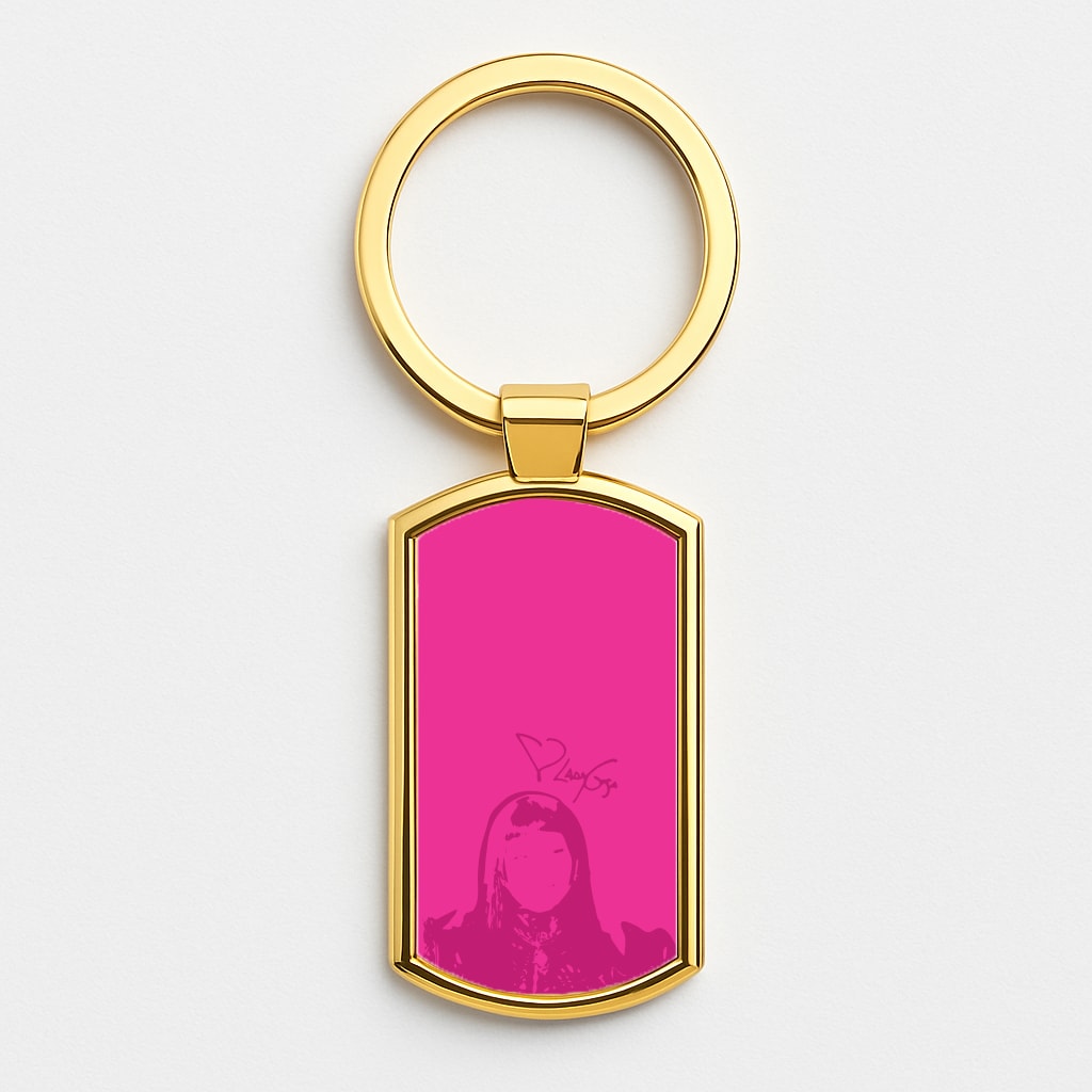 Pink Gaga Silhouette Gold Keyring