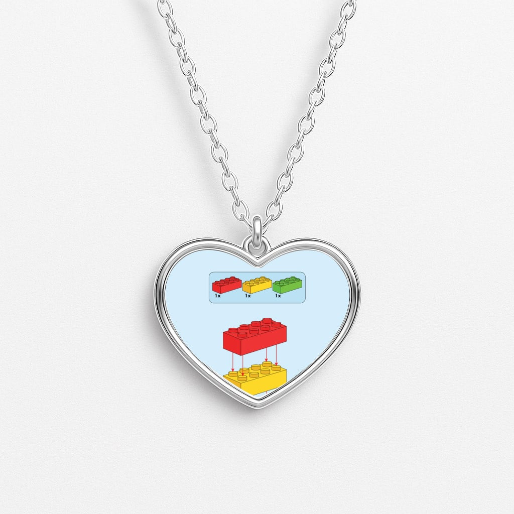 Bricks Instruction Set Heart Necklace