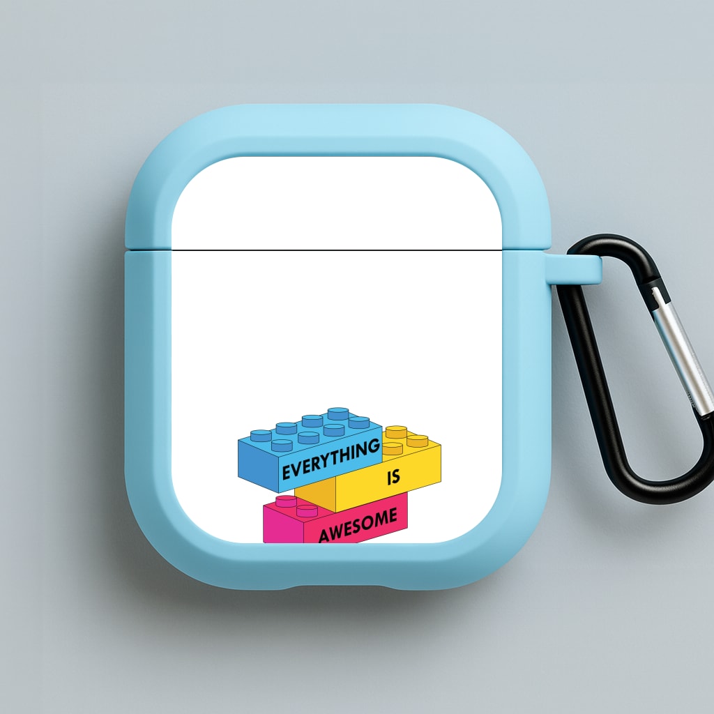 Everything Is Awesome Bricks Blue AirPods Case