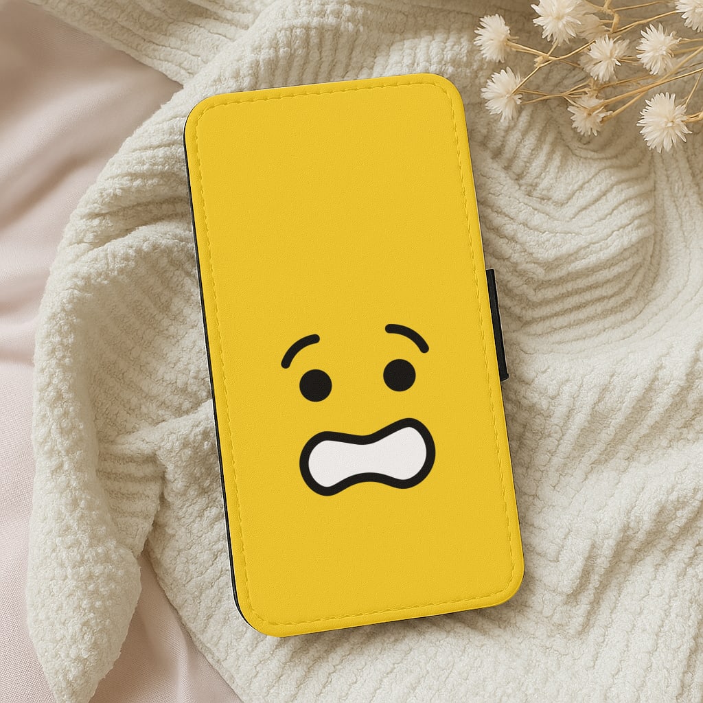 Brick Face Worried Wallet Phone Case