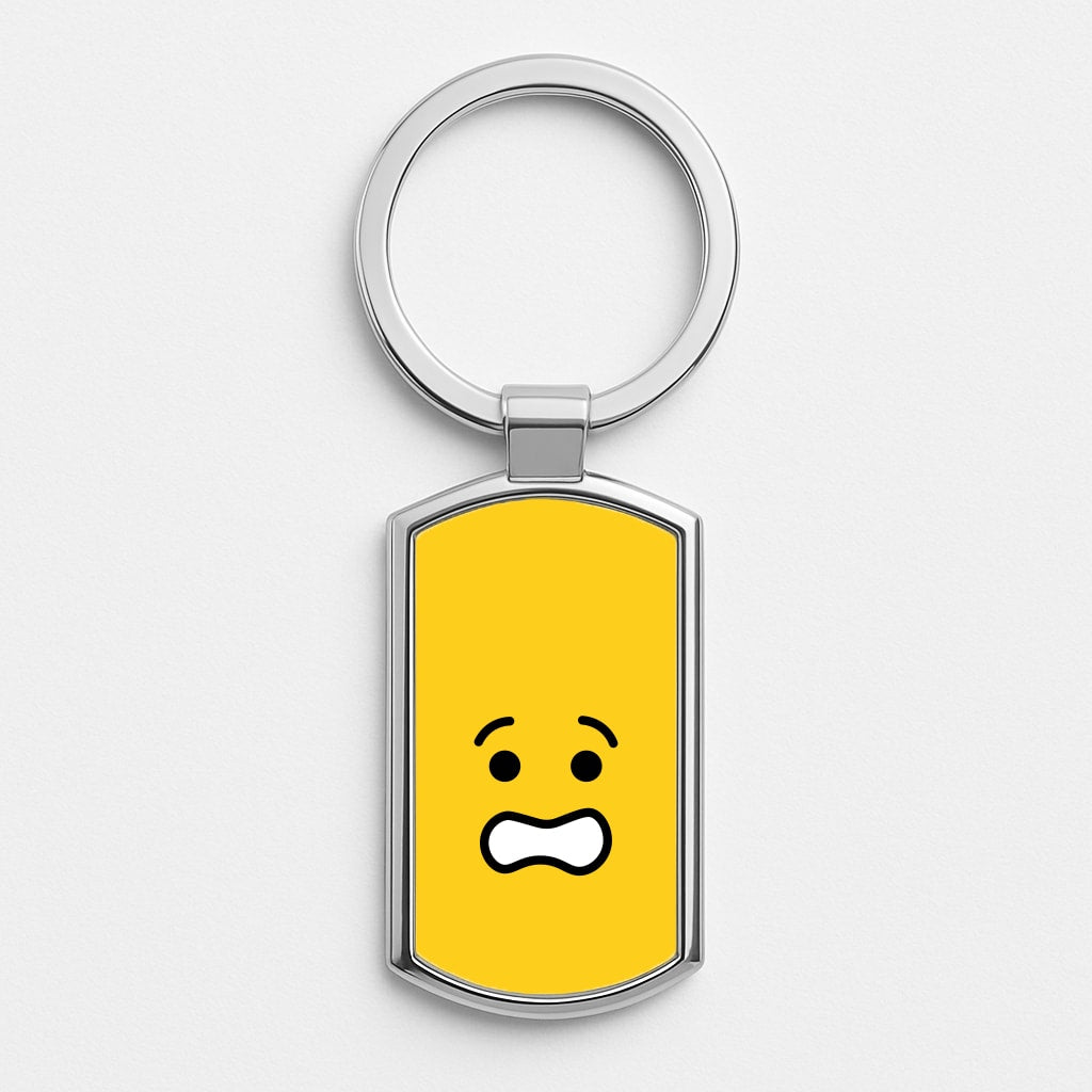 Brick Face Worried Silver Keyring