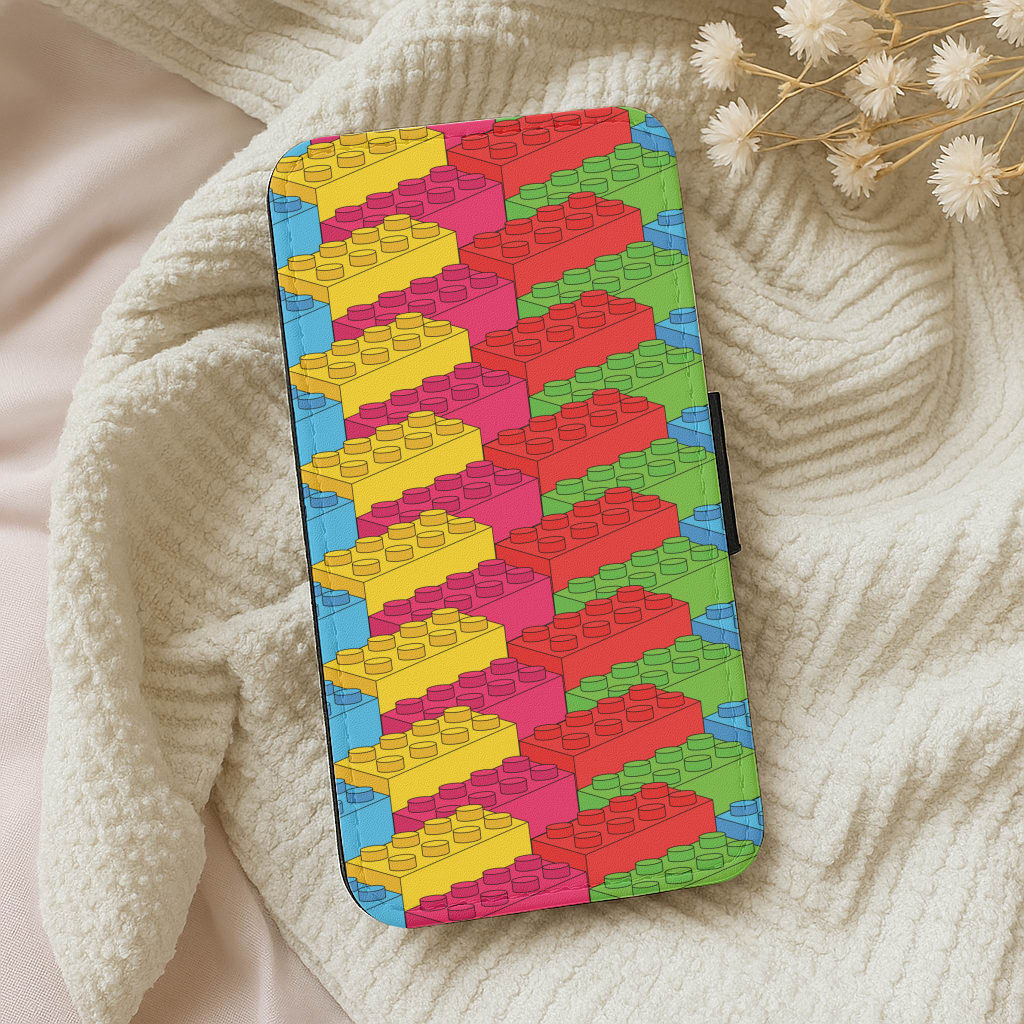 Bricks Isometric Pattern Wallet Phone Case