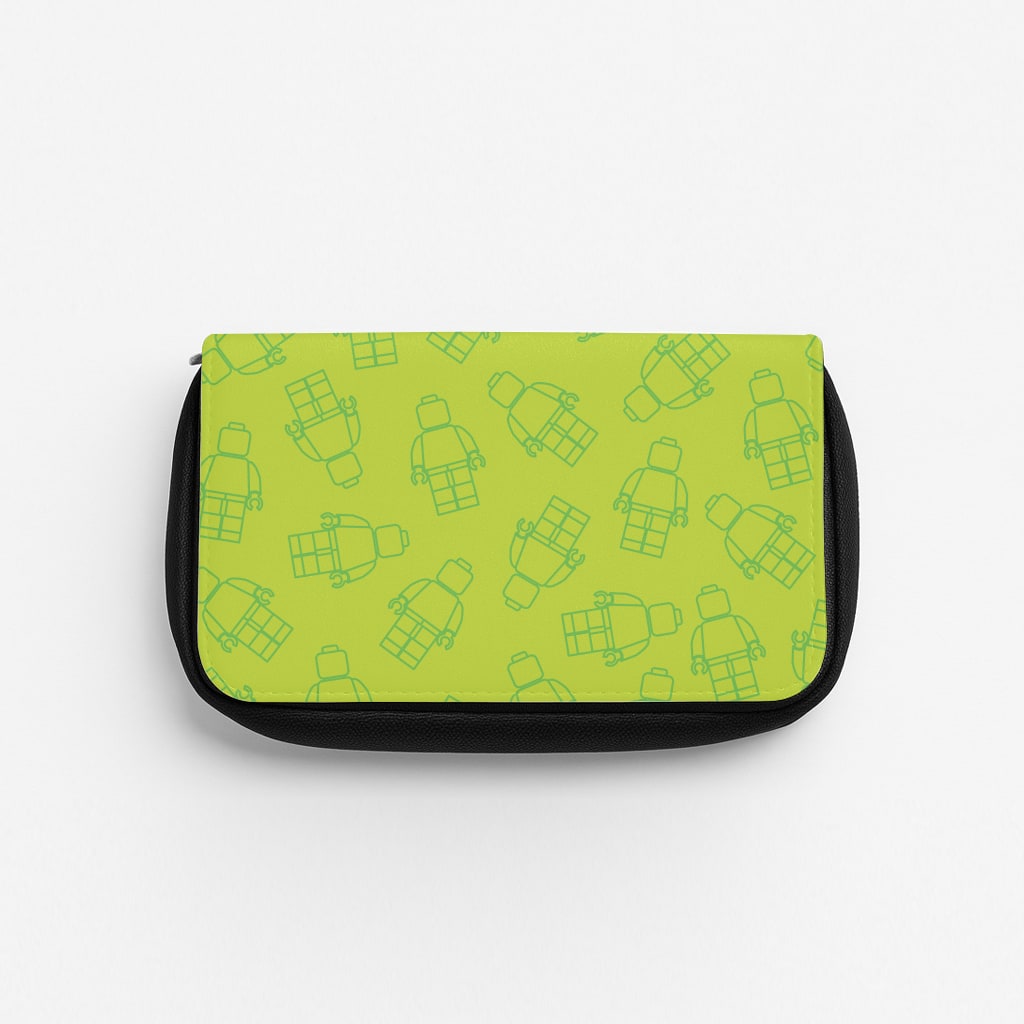 Bricks Figures Pattern Green Pencil Case