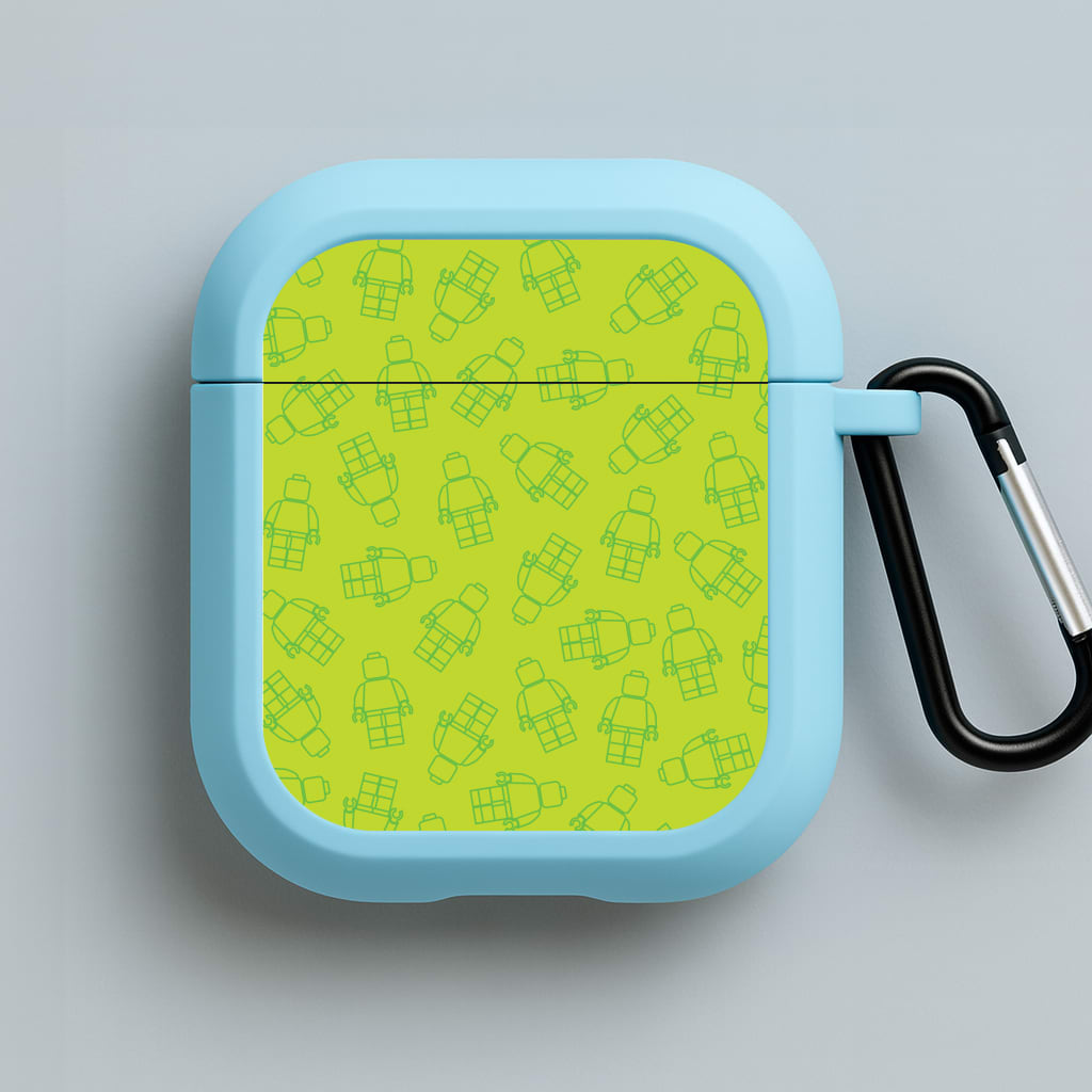 Bricks Figures Pattern Green Blue AirPods Case