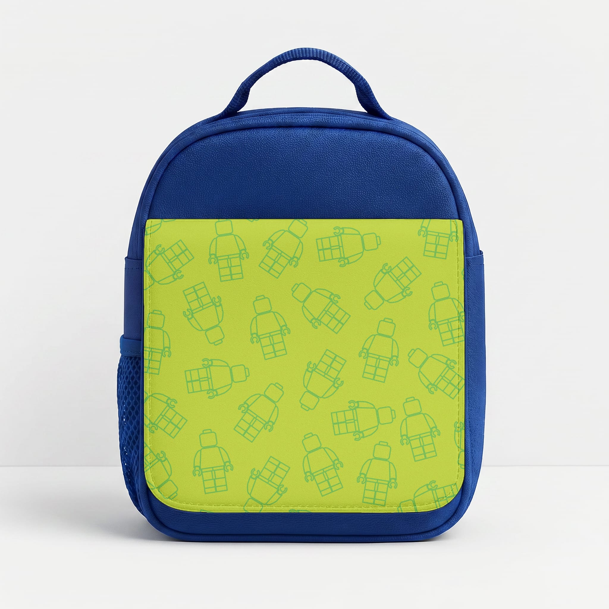 Bricks Figures Pattern Green Lunchbox - Blue