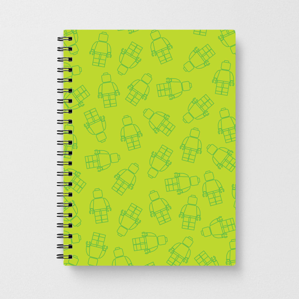 Bricks Figures Pattern Green Notebook