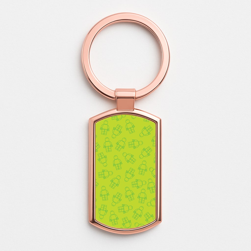 Bricks Figures Pattern Green Rose Gold Keyring