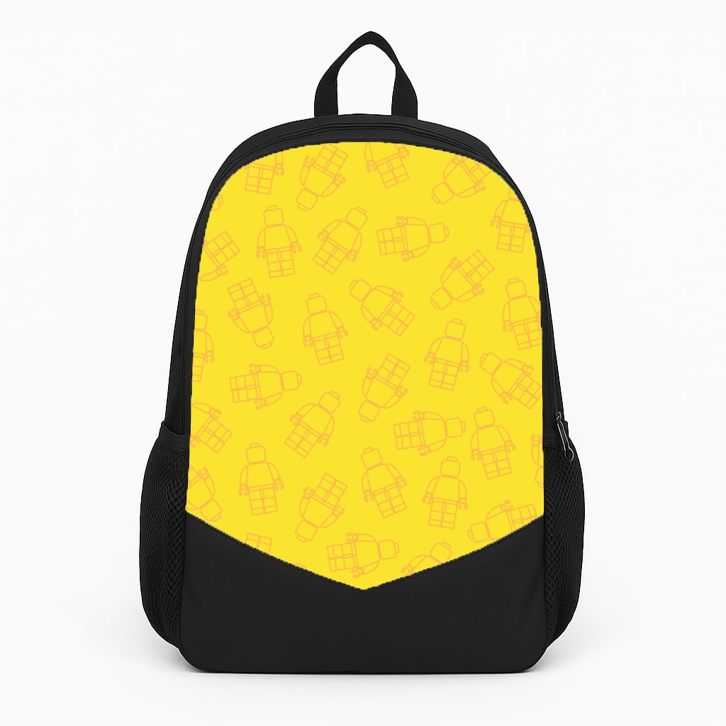 Bricks Figures Pattern Yellow Large Backpack