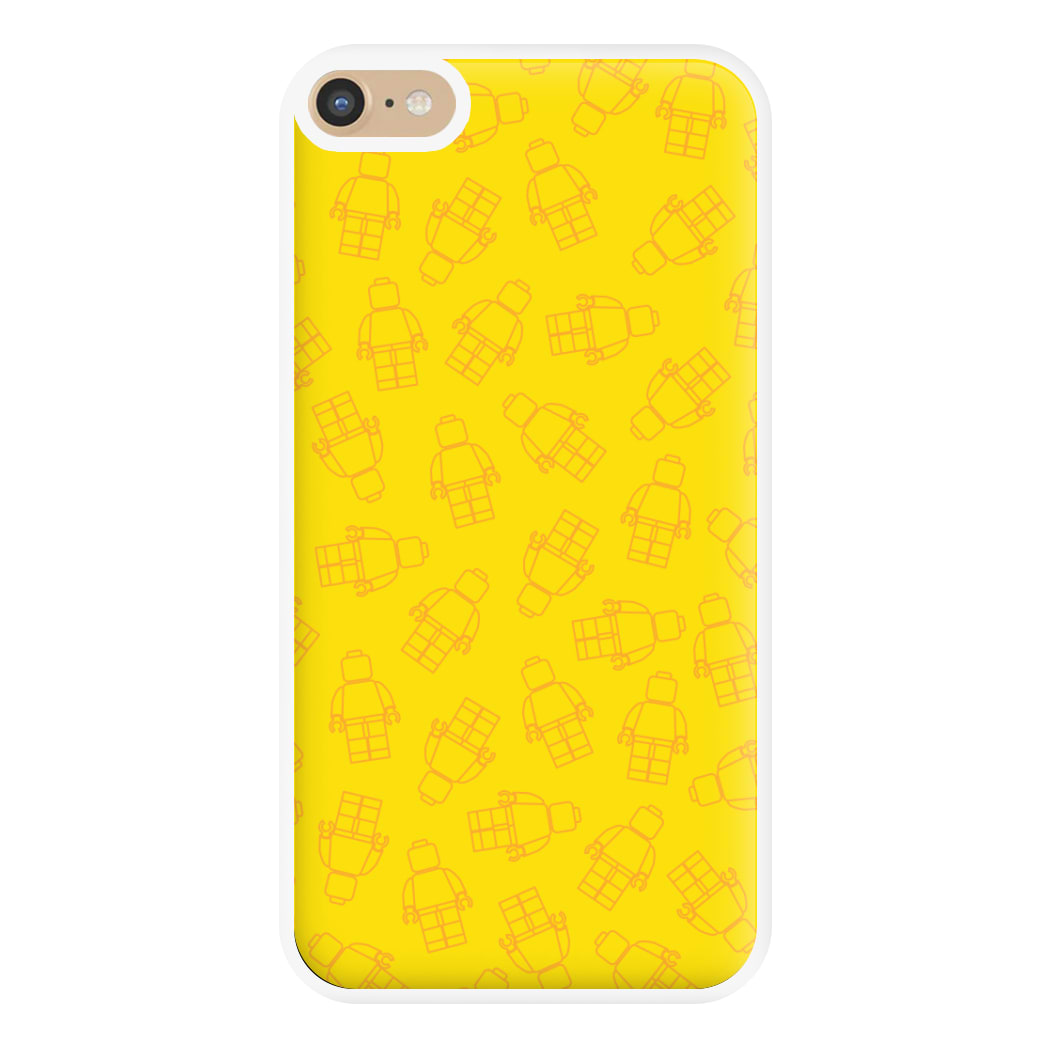 Bricks Figures Pattern Yellow Phone Case for iPhone 6 Plus / 7 Plus / 8 Plus