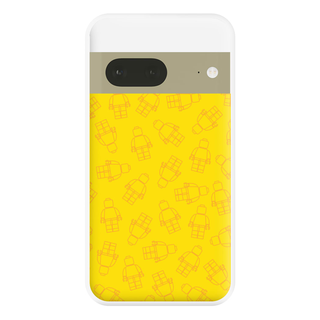 Bricks Figures Pattern Yellow Phone Case for Google Pixel 7a