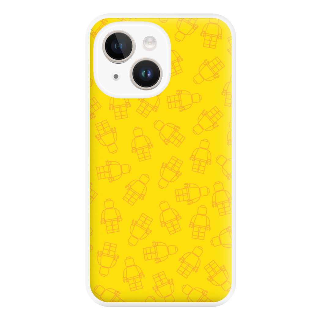 Bricks Figures Pattern Yellow Phone Case for iPhone 14 Plus