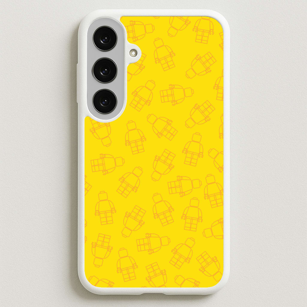 Bricks Figures Pattern Yellow Phone Case for Galaxy S25FE