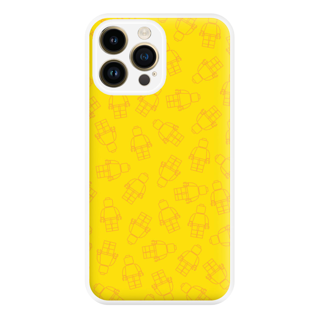 Bricks Figures Pattern Yellow Phone Case for iPhone 14 Pro Max