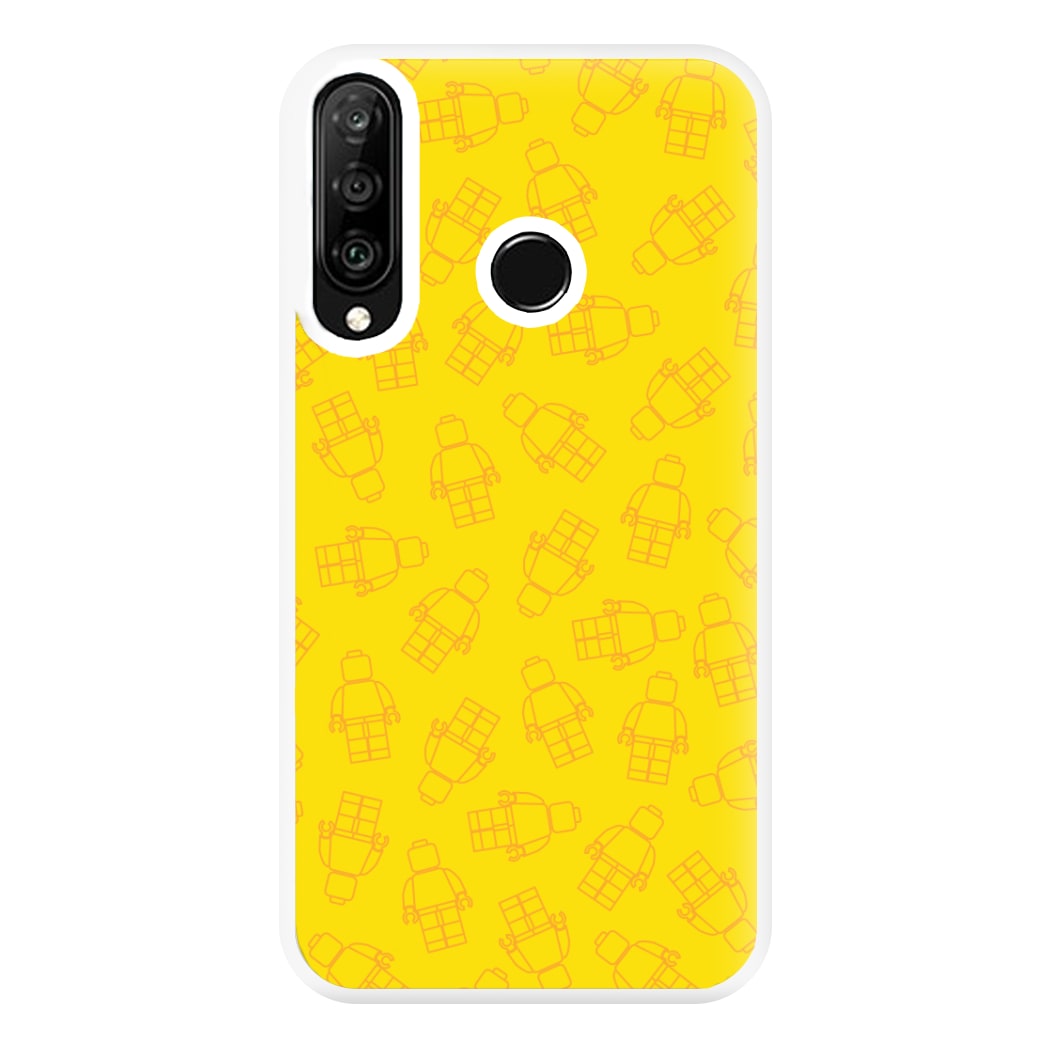 Bricks Figures Pattern Yellow Phone Case for Huawei P30 Lite