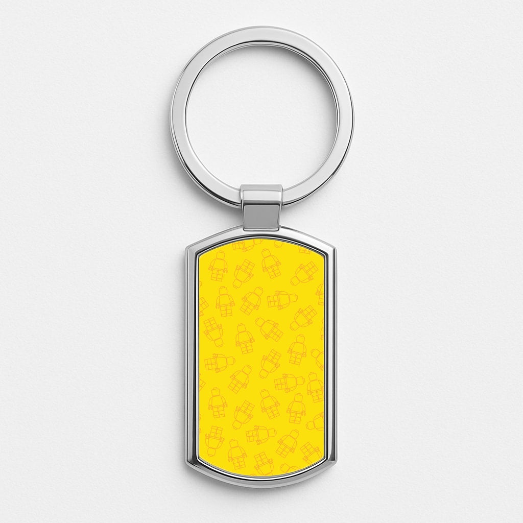 Bricks Figures Pattern Yellow Silver Keyring
