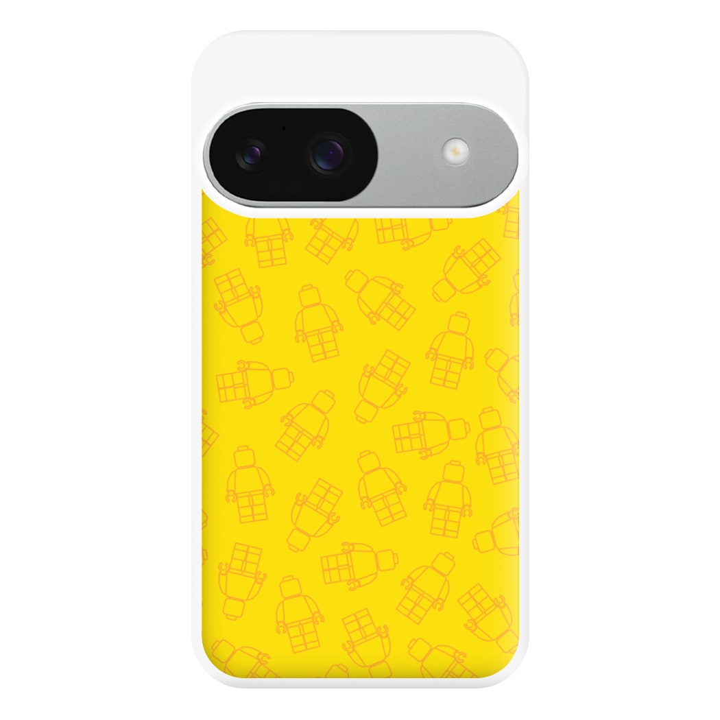 Bricks Figures Pattern Yellow Phone Case for Google Pixel 9 / 9 Pro