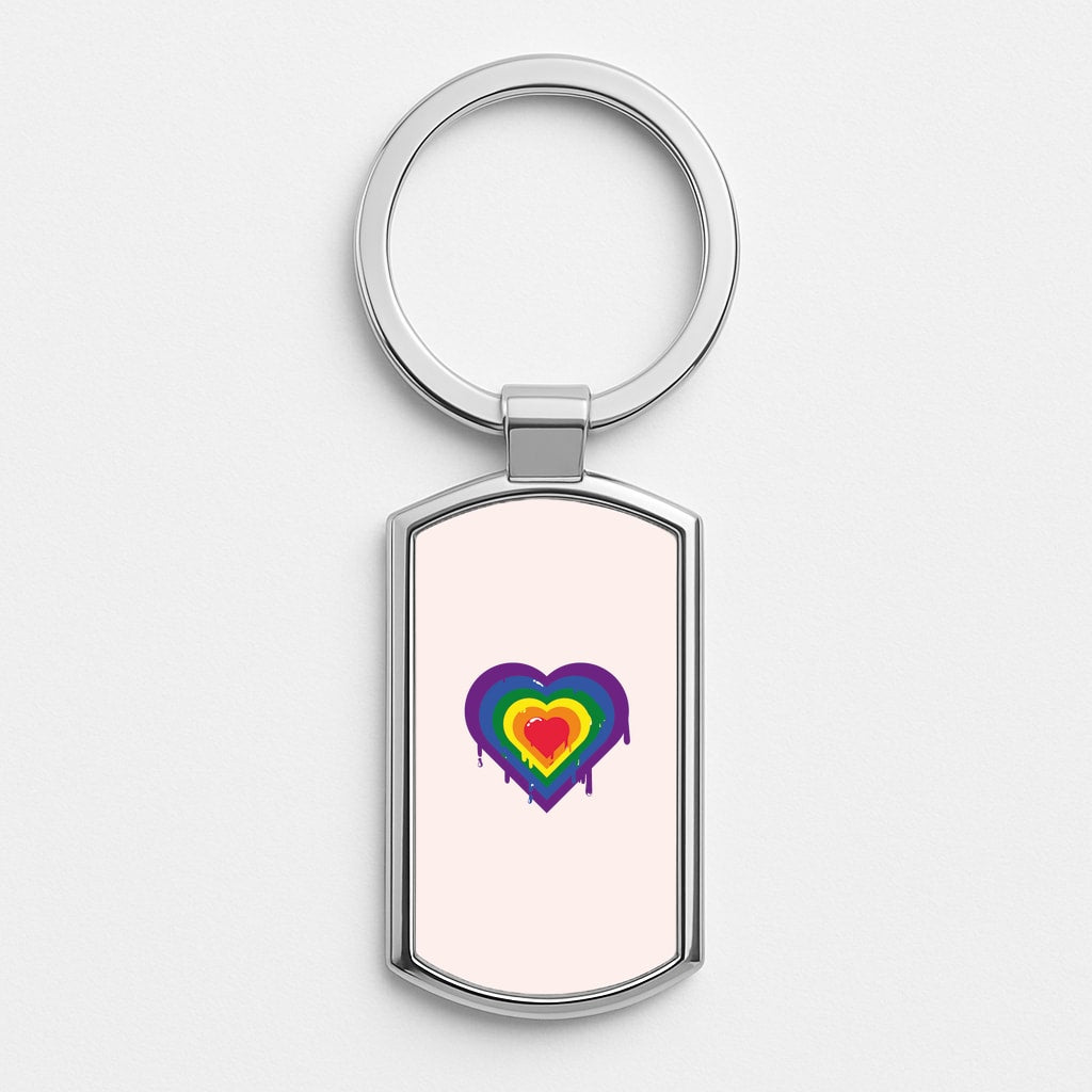 Dripped heart - Pride Silver Keyring