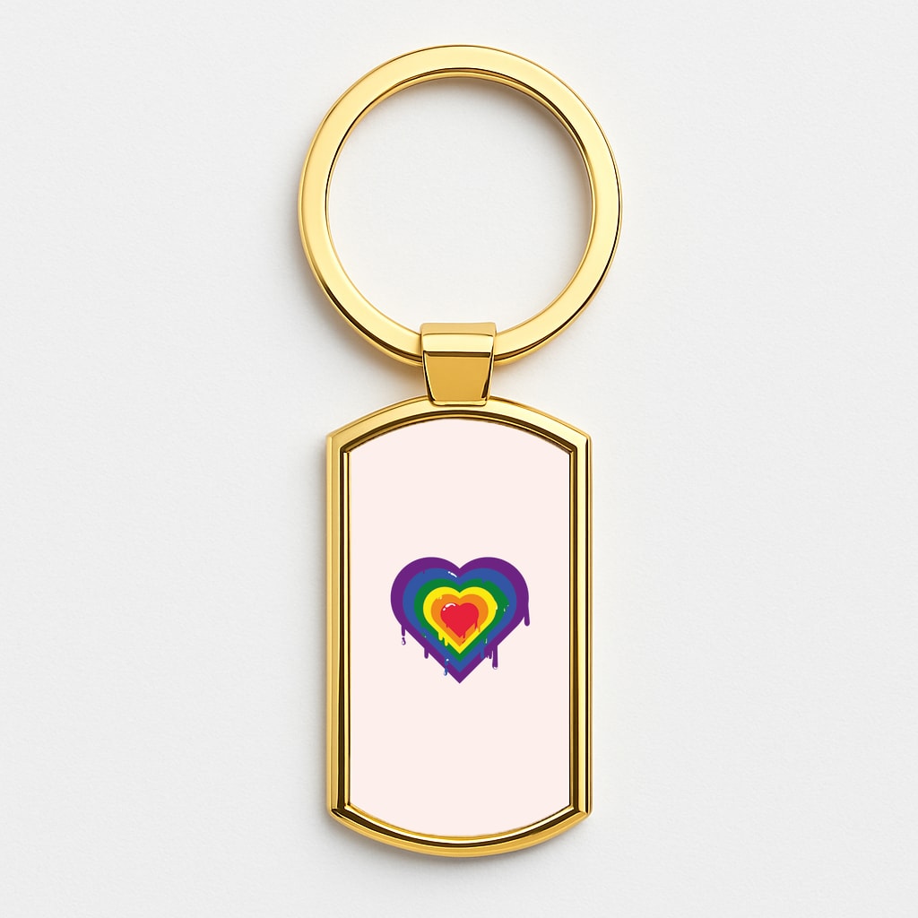 Dripped heart - Pride Gold Keyring