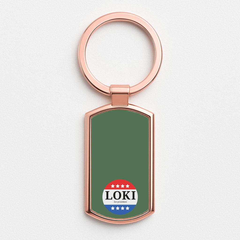 Loki For President Rose Gold Keyring
