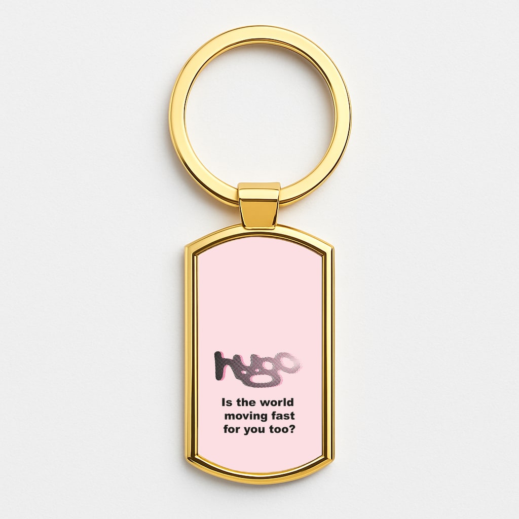 Pink Hugo - Gold Keyring