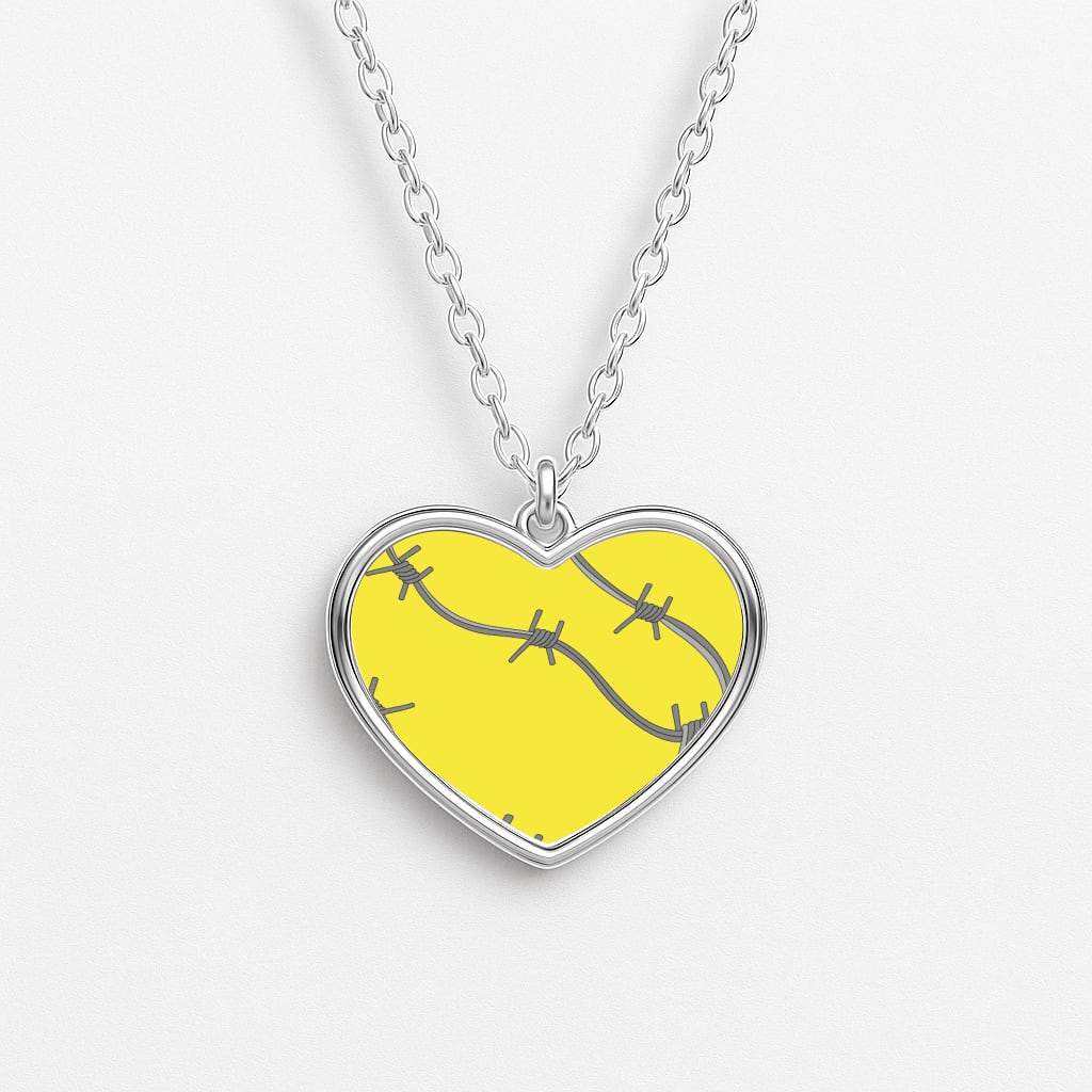 Barbed Wire - Post Heart Necklace