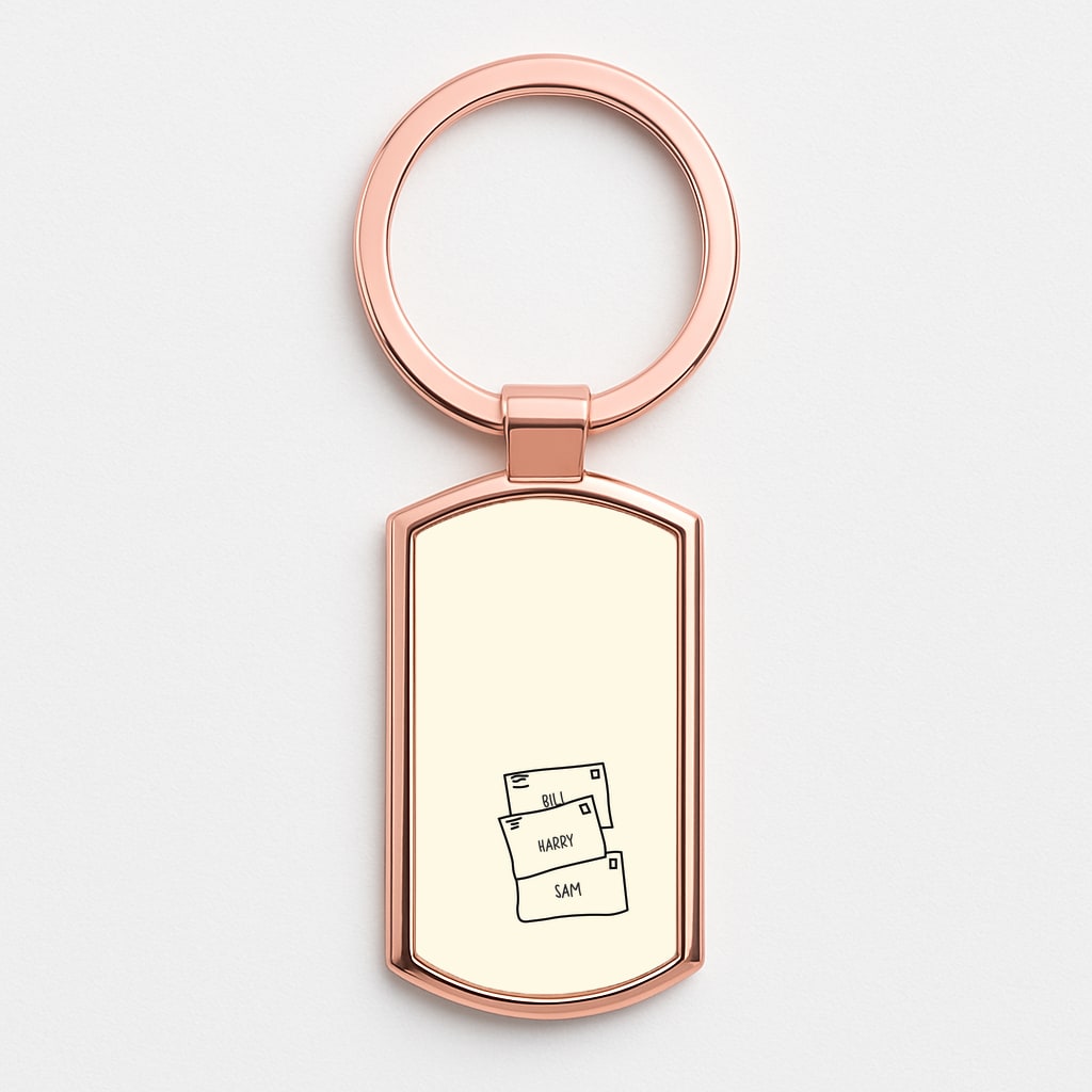 Bill, Harry And Sam Rose Gold Keyring