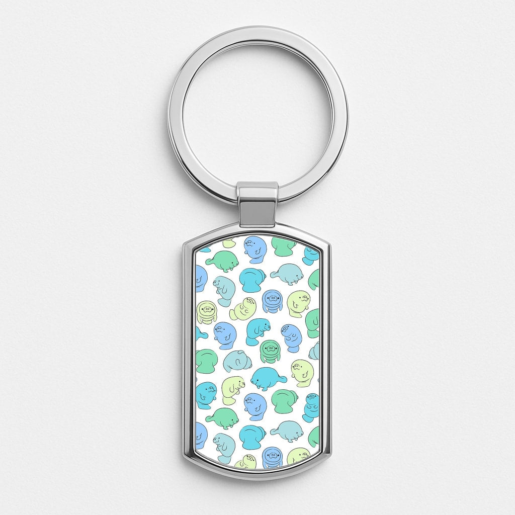 Manatee Party Silver Keyring